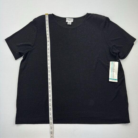 Alfred Dunner Woman 2X Black Metallic Shimmer Short Sleeve Top NWT Holiday - Picture 7 of 8